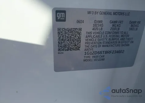 2024 Chevrolet Malibu Fwd 1Lt z USA, uszkodzony, nr VIN 1G1ZD5ST8RF234602